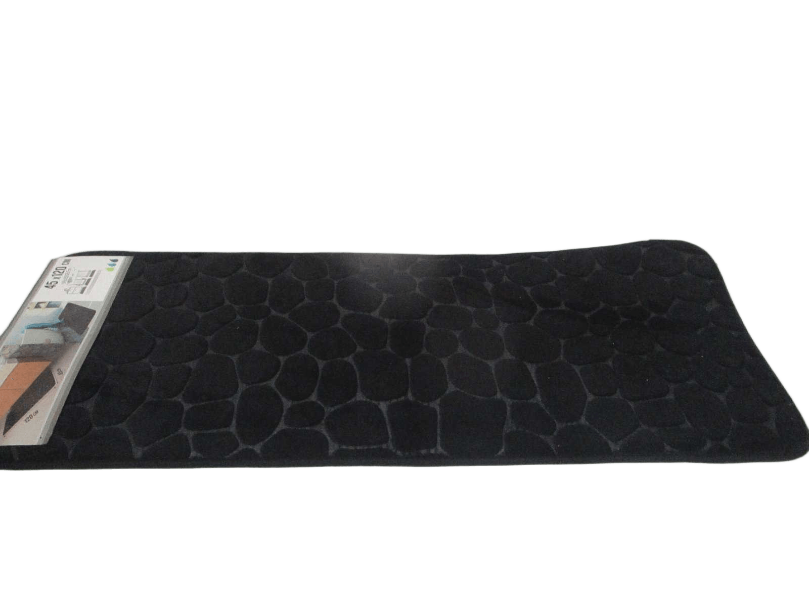 Bathmat Tapis Memoire De Forme Microfibre Galet 45x120 Cm - Black
