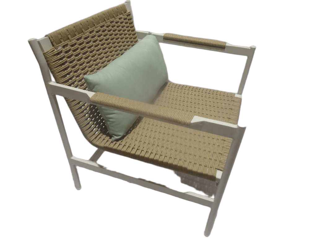 Chair Outdoor Alu Stucture Cushion:500g Rope:5mm Pe Rattan 534 Pcs/40hc Off White Rope Dark Beige Cushion Light Green 70x70x75 Cushion:63x27cm
