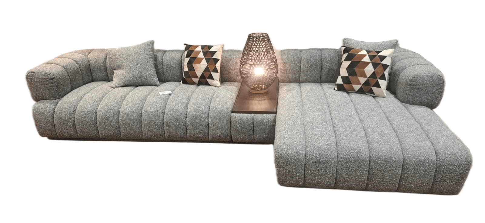 Sofa L-Shaped Grey Nh30173-8 W 2 Cushion (2-S One Arm +ottoman+chaise) Moq:22set 195x106x69 41x102x37 134x162x69