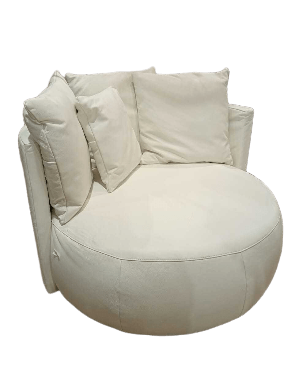 Armchair Bistro Love Swivel Armchair 3 Back Rect. + 1 Small Cushions Same As Body Grain Leather Touch White