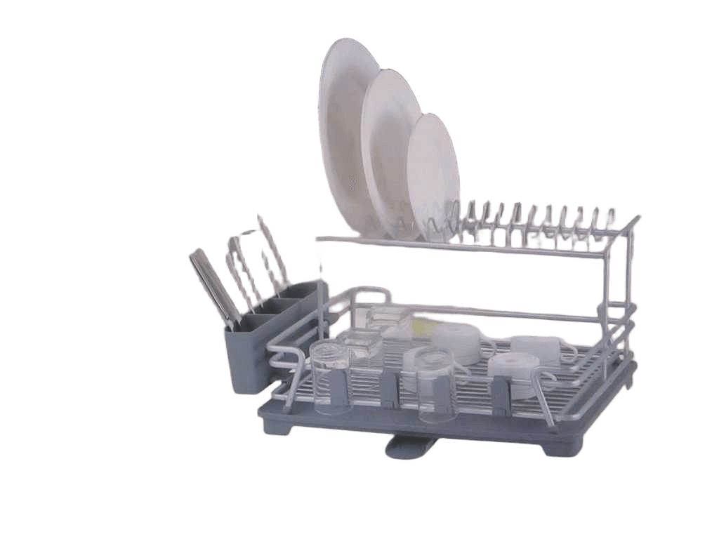 Dish Rack Two Layers Alu+pp Packing Color Box Grey 45*35.5*29cm