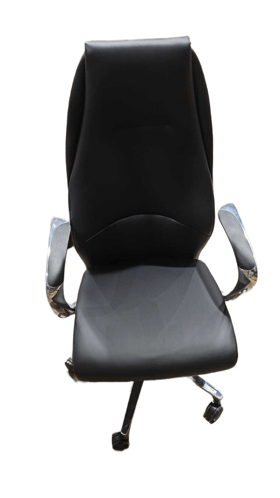 Office Chair High Back , Pu Synchronized Mechanism 4 Positions Locked Aluminum Base 700mm Tuv Class4 Chrome Gas Lift +pu Castors Front Black Al503-26 / Back Grey Al502-2964w*64d*121-129h