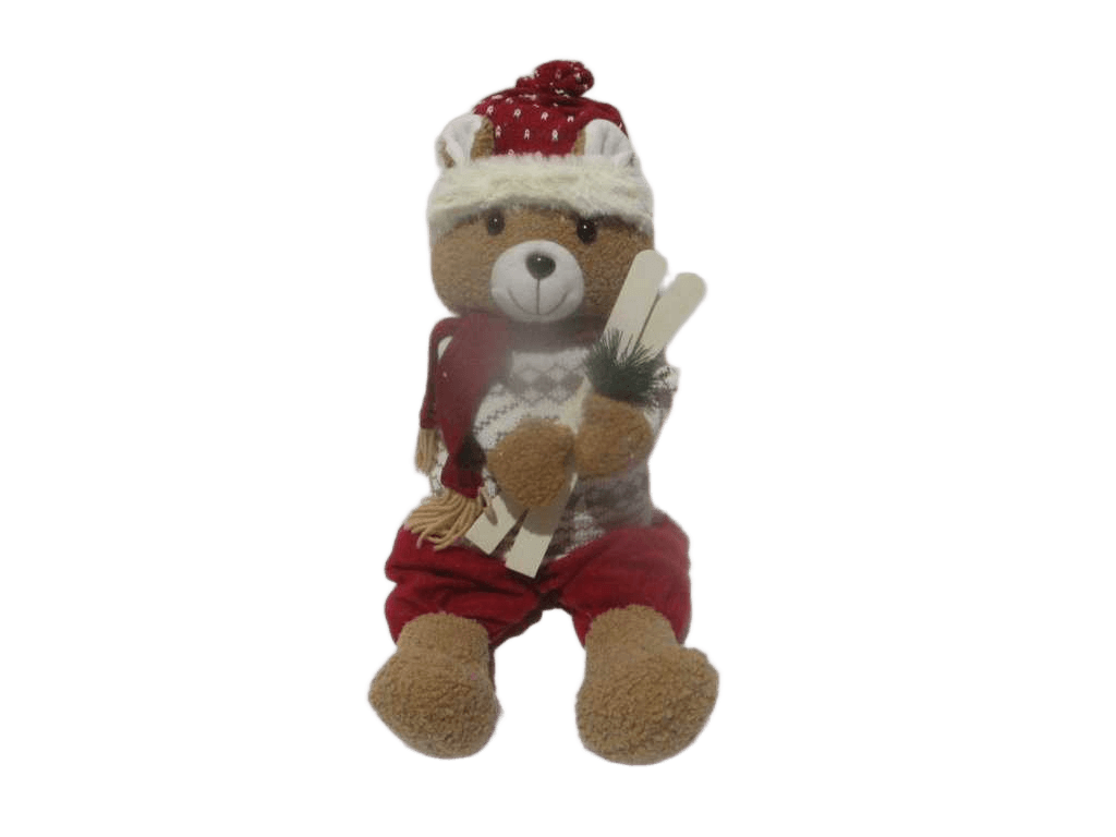 Seated Bear With Skis 50cm