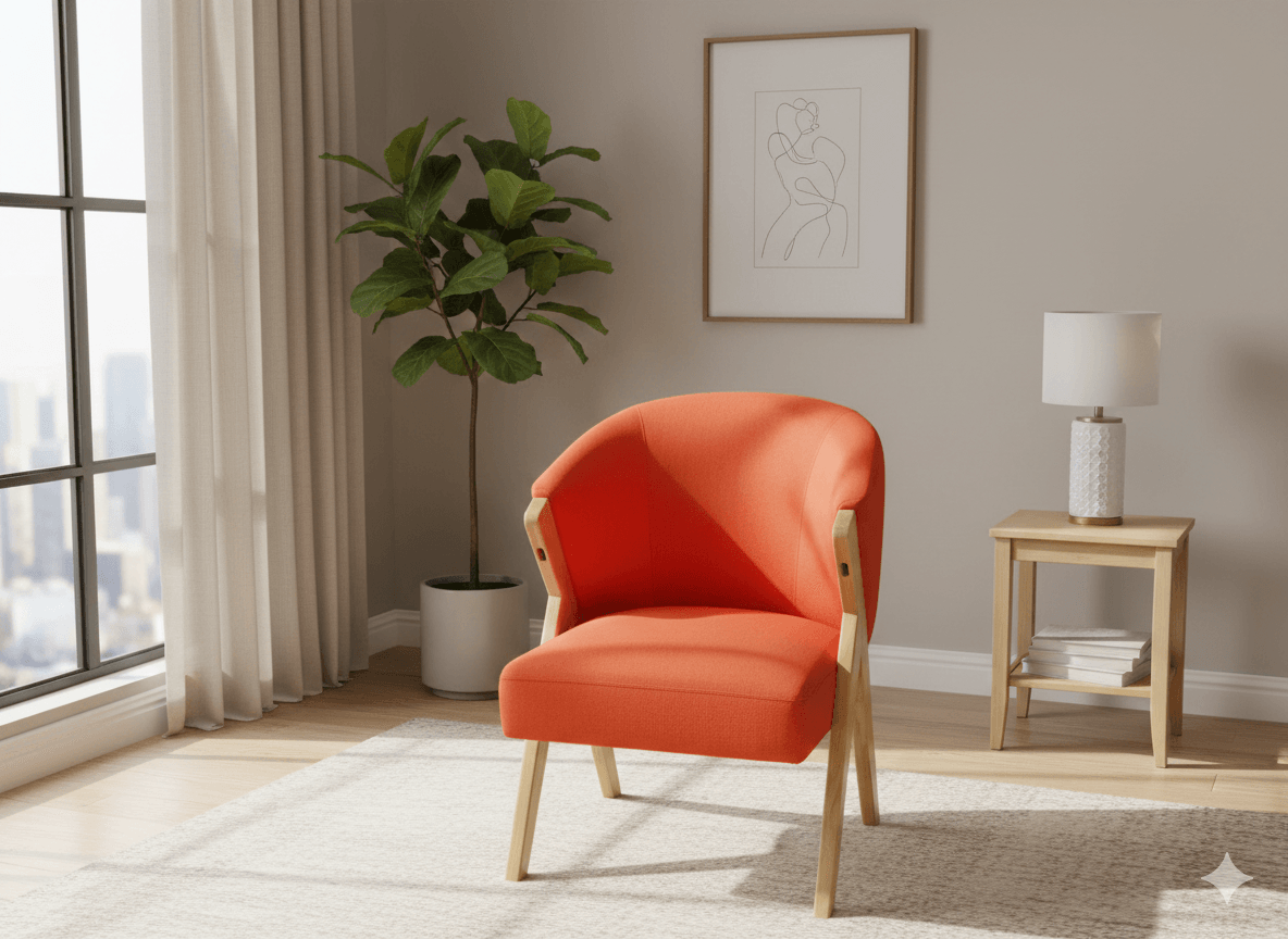 Chair Wood Frame Velvetcl21017-3 Orange57*54*75