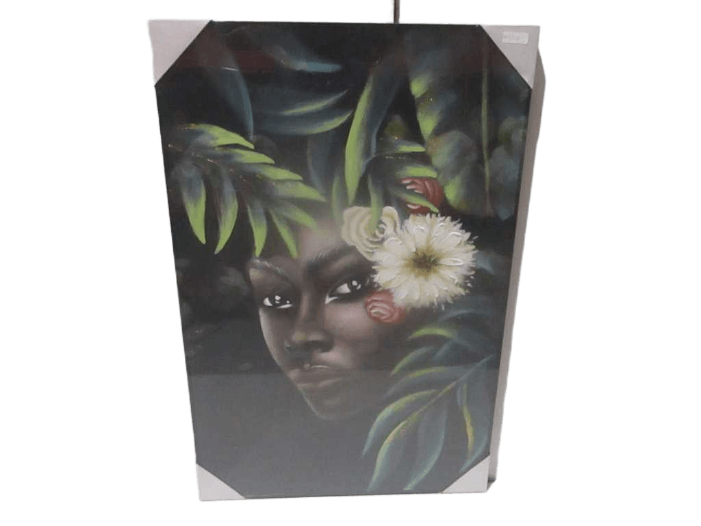 Painting 3d-Handmade African Wooman Ps Frame Black Packing Blister 80x120cm