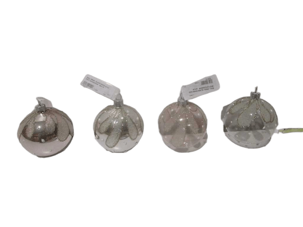 Ball Xmas Glass 80mm 4ass