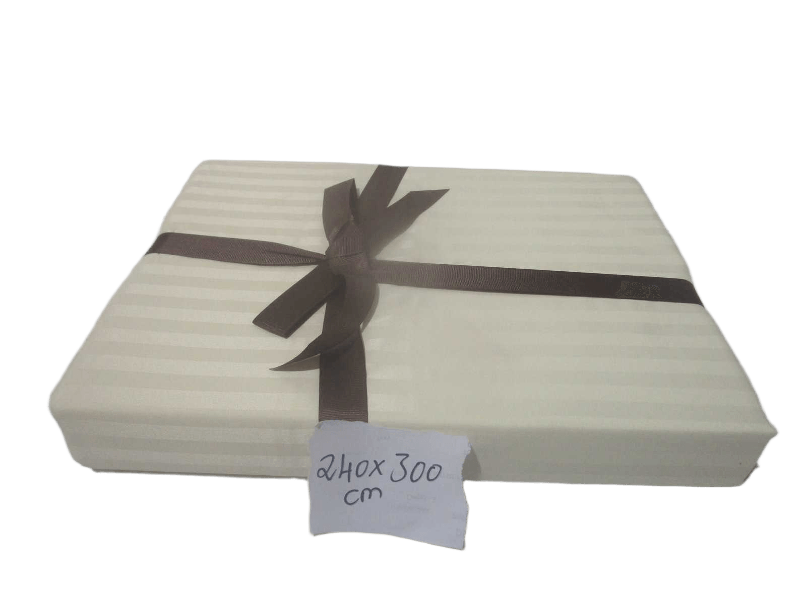 Bed Sheet Cream Set 3 Pcs 240x300cm, 2 Pillow Case 50x70cm+5cm 105gsm Polyester Stripe Design With Good Package Our Design Uni Col 002