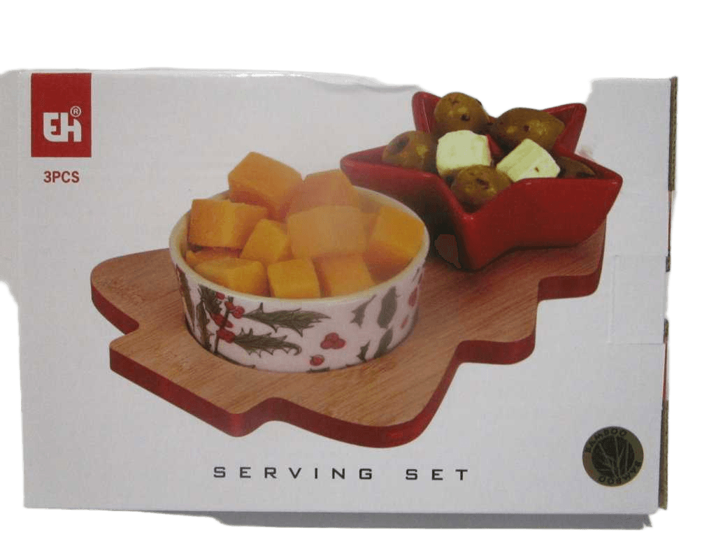 Serving Set/3pcs Bamboo Xmass