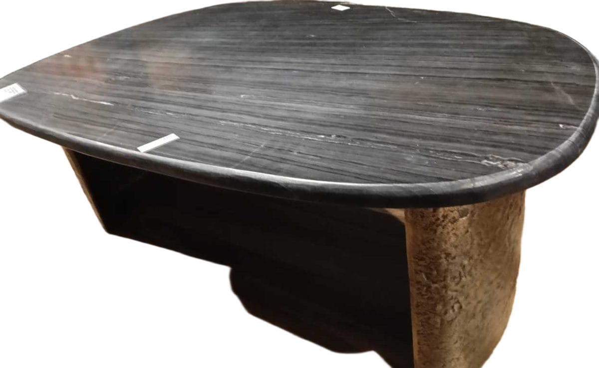 Coffee Table With Alluminum Legs And Marble Top 25 Mm Thickness ( Kd ) Black