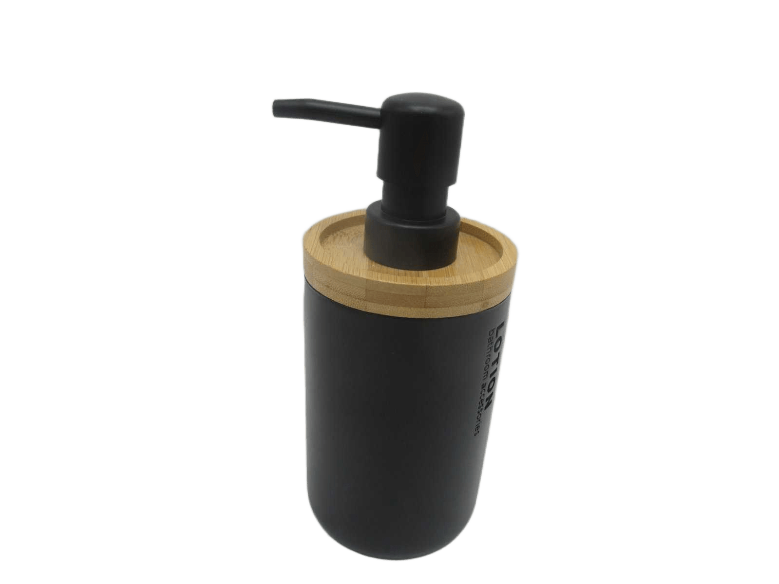 Soap Dispenser Polyresin 280 Ml - Black /Bamboo