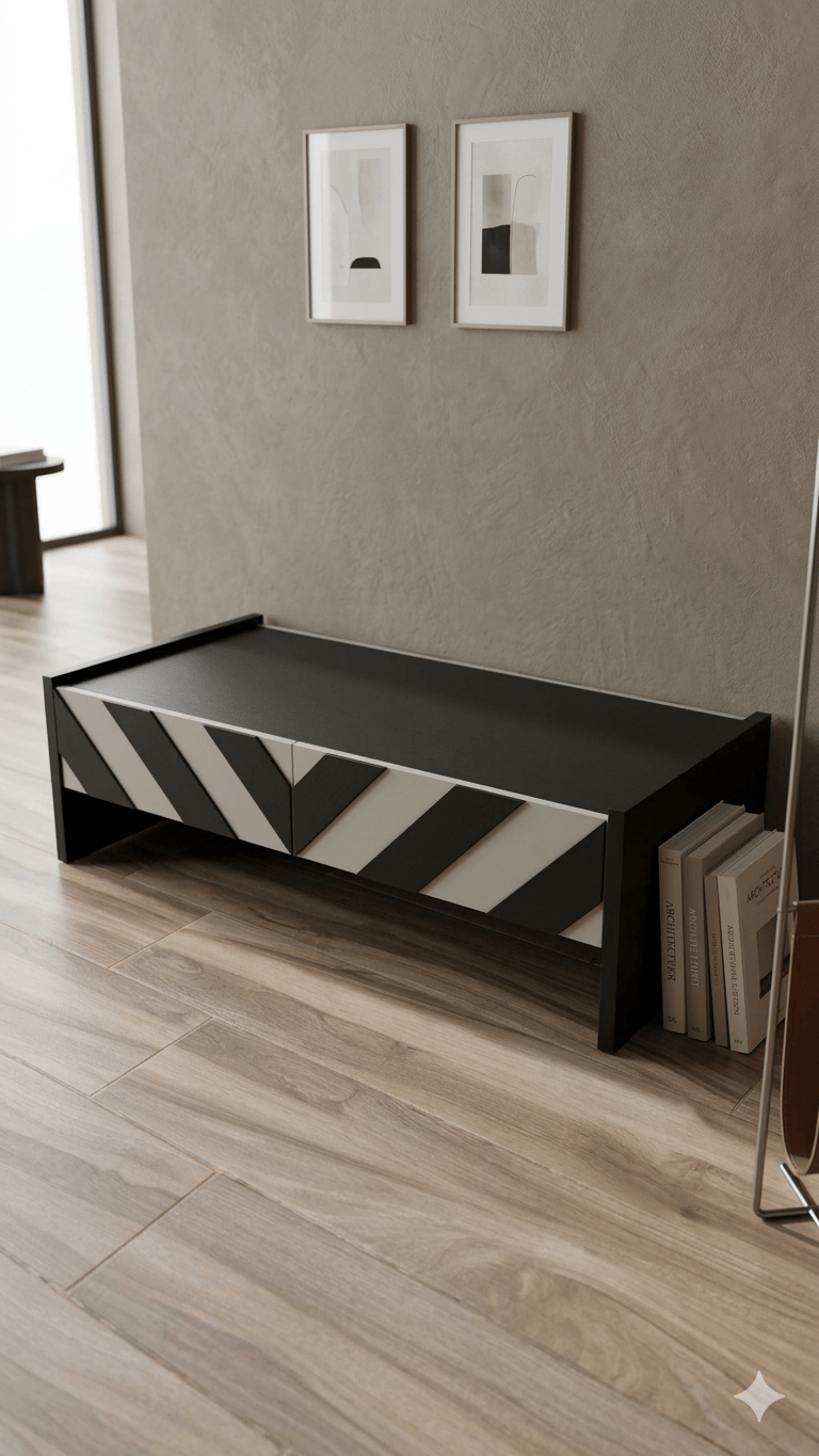 Coffee Table Melamine Body Mdf Doorblack Body Black+white Door 120*60*36.5