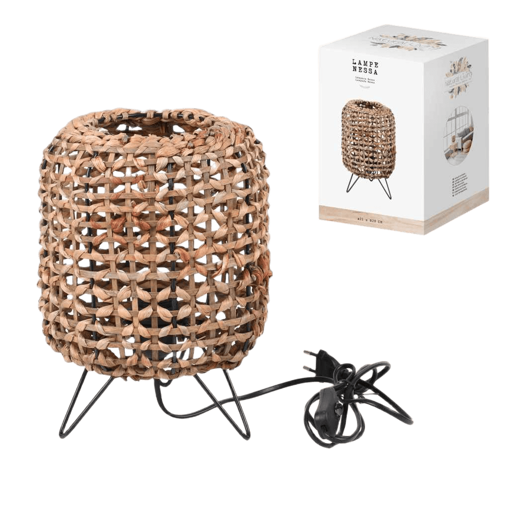 Lamp Natural Living Nessa Metal Black And Water Hyacinth D21xh29cm