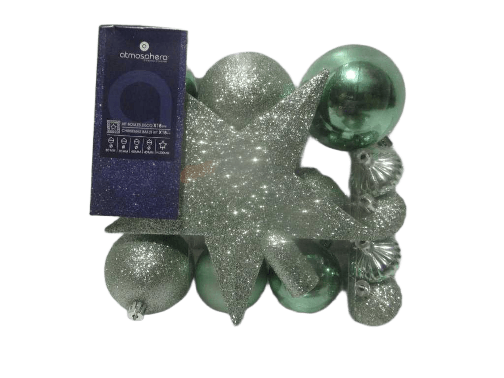 18pcs Xmas Deco Kit Almnd Gren