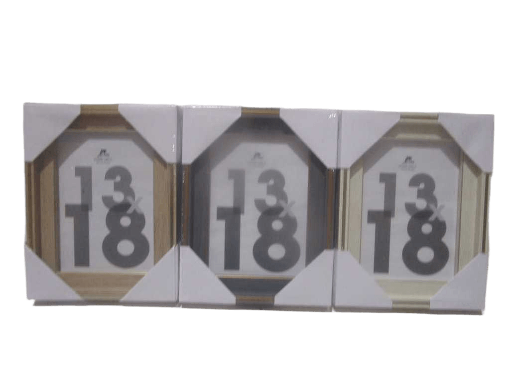 Photo Frame , Border Width 2.8cm, Border Hight 2.8cm Shrinking Packing 13x18 3 Col Ass /Dark Gray With Gold Line/White With Silver Line/Beige With Gold Line 13x18 2.8cm, 2.8cm