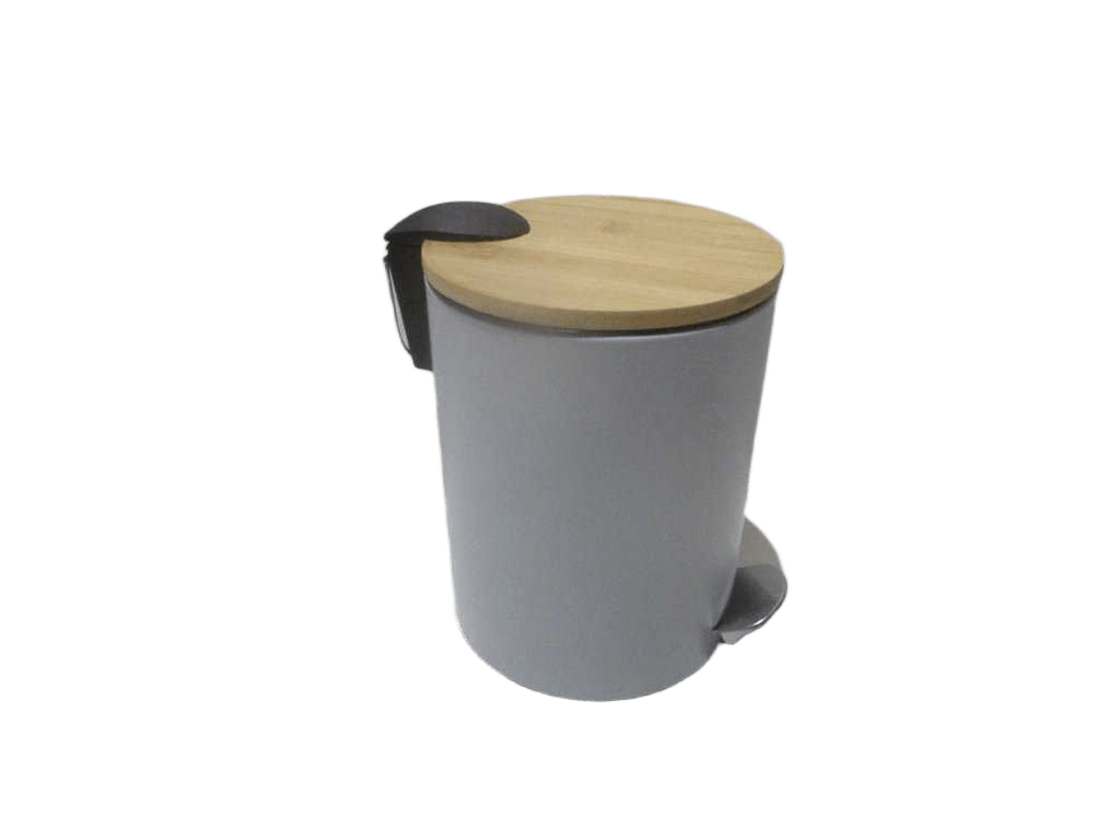 Dustbin Metal Frein De Chute 3l - Blue Clair / Bambou