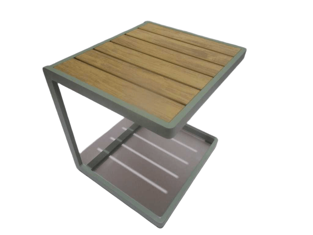 Side Table Alu+ps Top Green Frame Wood Oak 45x40x45