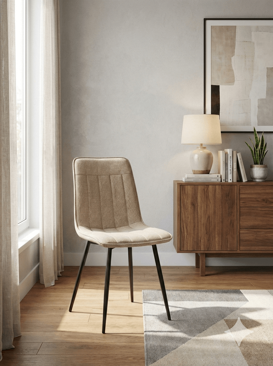 Dining Chair Black Metal Feet Uf925-02 Beige 46*42*89.5
