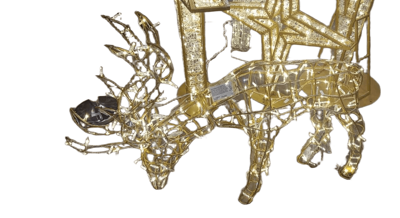 Christmas Head Shaking Drinking Reindeer 1.2m ,alu Frame, Gold Painting, With 24v 272 Led With Flash Led, With Switch Power And Power Cordwith Automatic Driver,swaying Effect