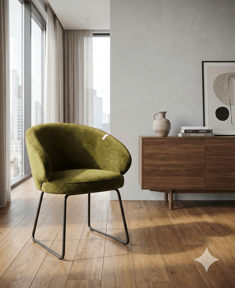 Dining Chair Fabric Olive Kd Metal Legs