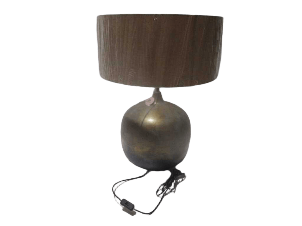 Lamp With Iron Base With Beige Fabric Shade