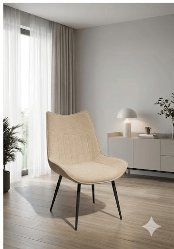 Dining Chair Black Metal Feet-Round Tube Uf885-03 Beige 54*45*86.5