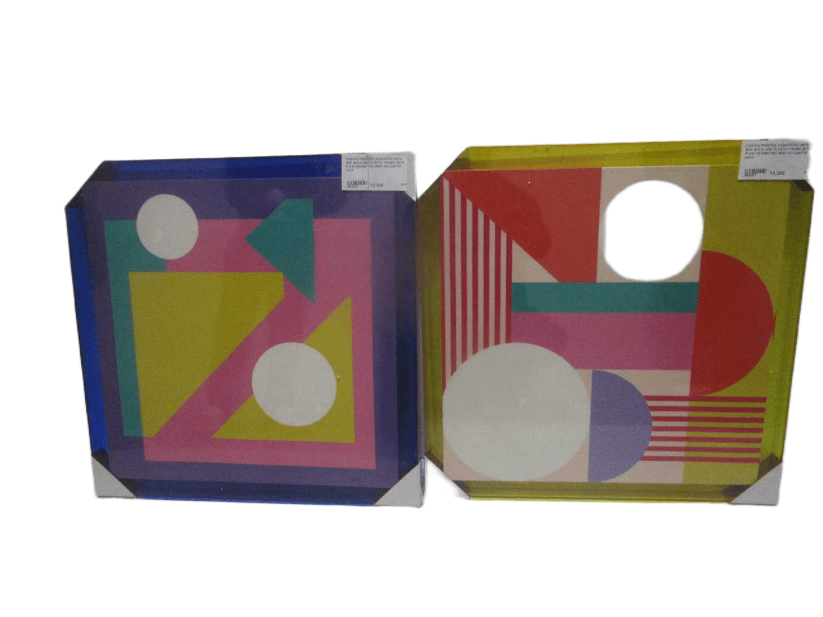 Canvas Printed 2 Assorted Wifh Mdf Back And Plastic Frame With Plexi Geometric