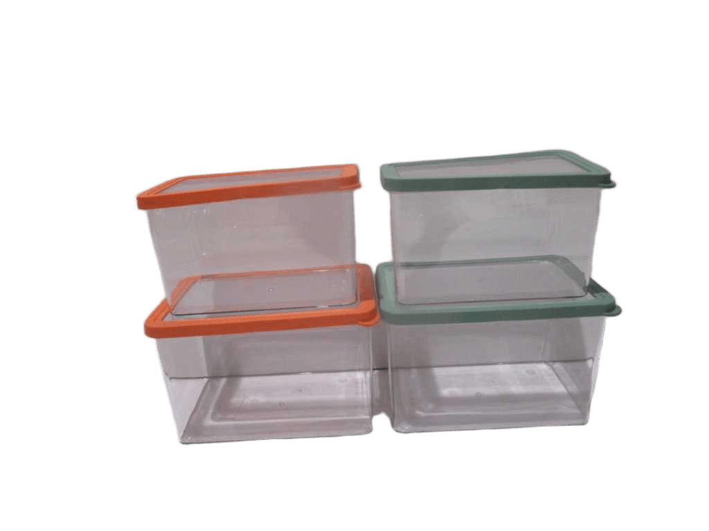 Storage Boxes Set Of 2 Rectangular 2 Assorted Colors: Orange And Green Set Of 2 Rectangular Storage Boxes , Pet Box With Tpr Sealing - Size Small 24,4x15x14cm 3,9l + Size Big 27,1x17,6xx16,9cm 6l - Weight 1,22 Kg