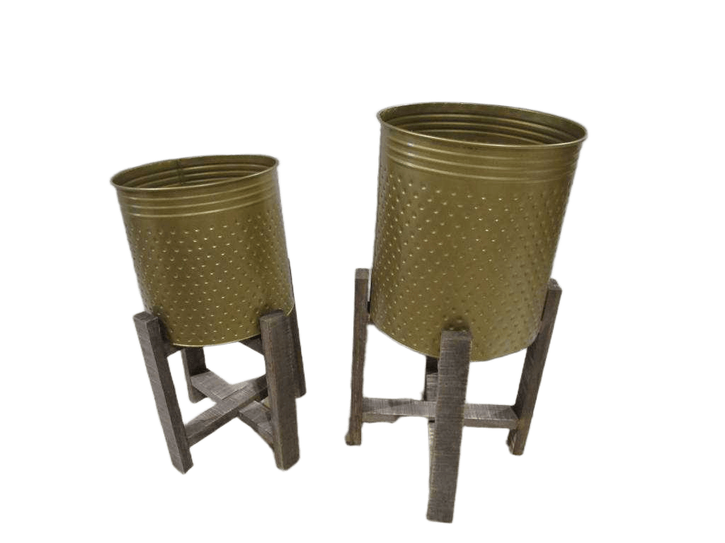 Planter Set Steel With Wood 1cl=