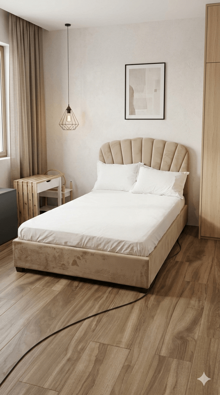 Bed Single Size Taupe 1200x2000mm Whole Bed Cover In Velvet + Black Legs Without Storage Fuction