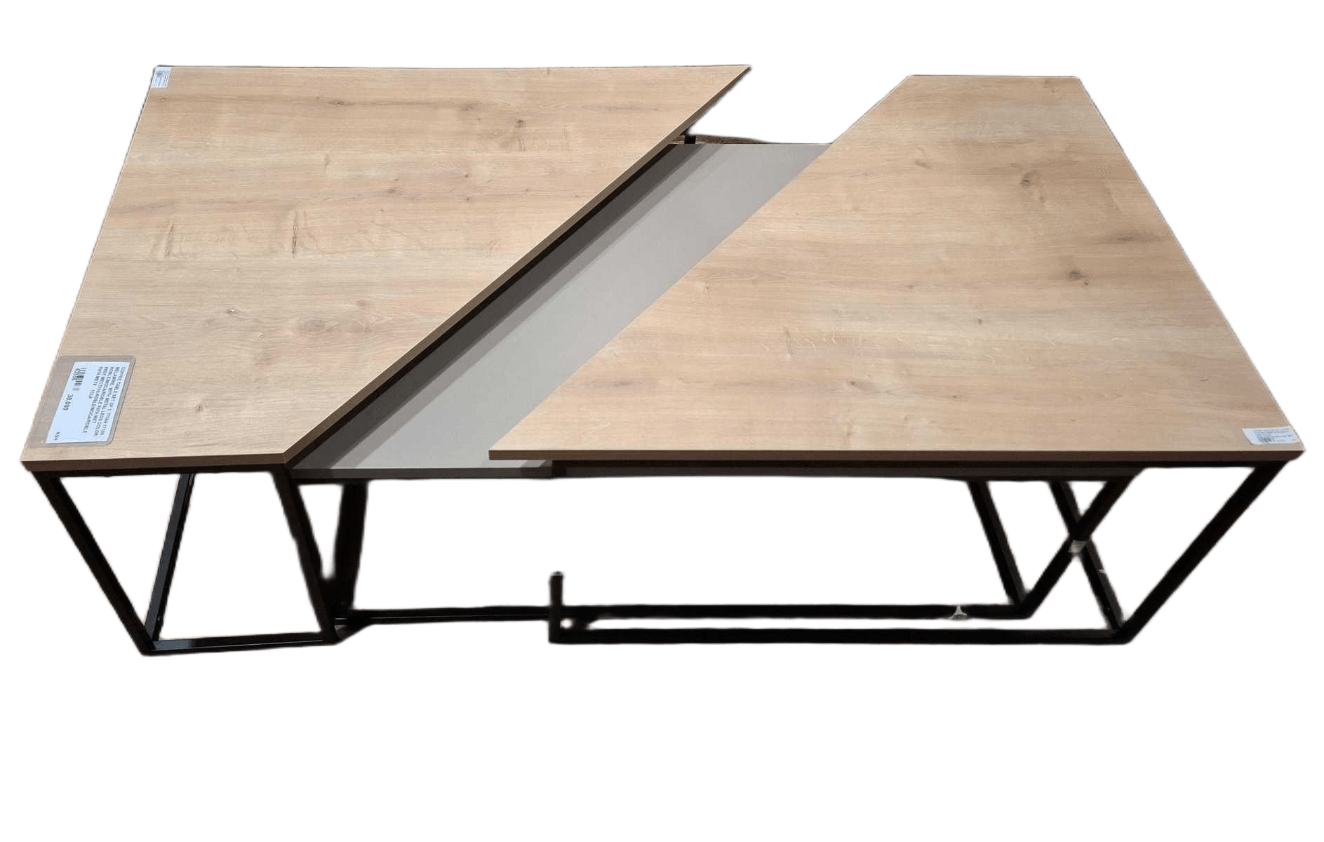 Coffee Table Set Of 3 Titan 17105 Melamine With Metal Legs Color: Roble/Moca/Roble Pata Met