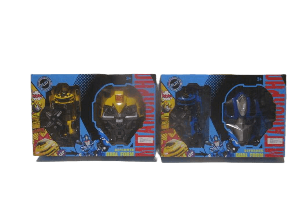 Transform Robot Car W/ Mask Pvc Color Box Blue Yellow 45x30x8.5