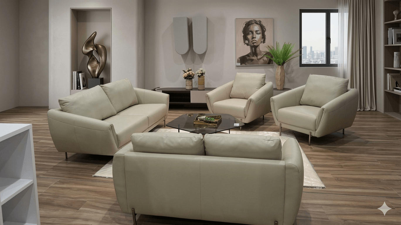 Sofa Set 3+2+1+1 Leather Pvctaupe T541011