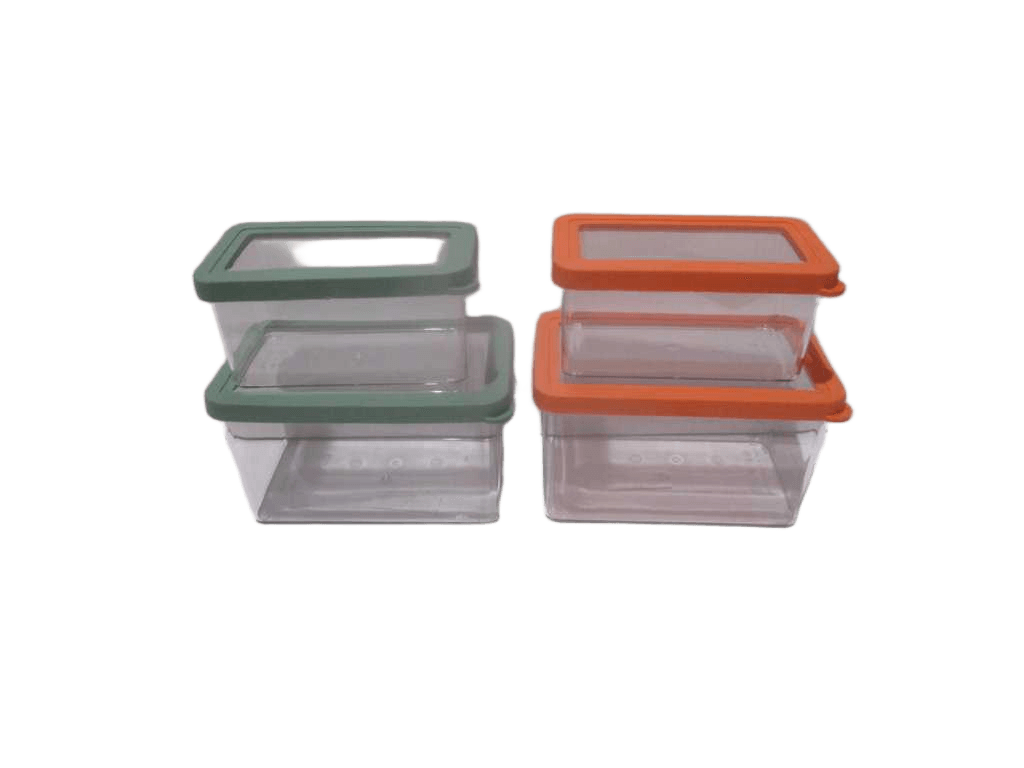 Storage Boxes Set Of 2 Rectangular 2 Assorted Colors: Orange And Green Set Of 2 Rectangular Storage Boxes , Pet Box With Tpr Sealing - Size Small 17,7x9,5x8,1cm 900ml + Size Big 21x12,5x11,5cm 2l - Weight 578,5 G
