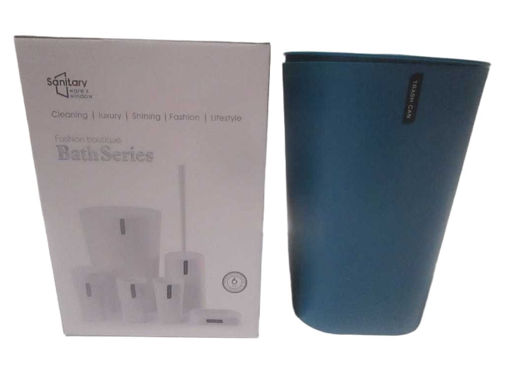 Bath Series Set Of 6 ,pp Trash Can+toilet Brush+gargle Cup+toothbrush Holder+soap Dispenser+soap Dish Color Box Dark Green