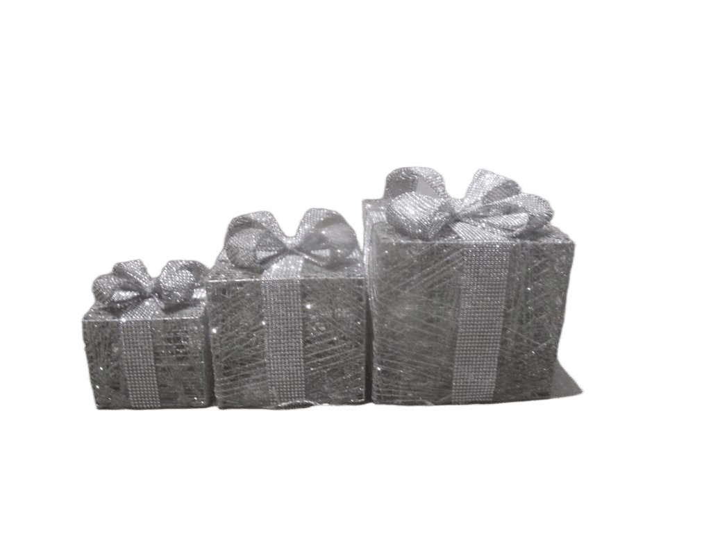 Gift Box Set 3 W Light 15/20/25cm Silver 15/20/25cm
