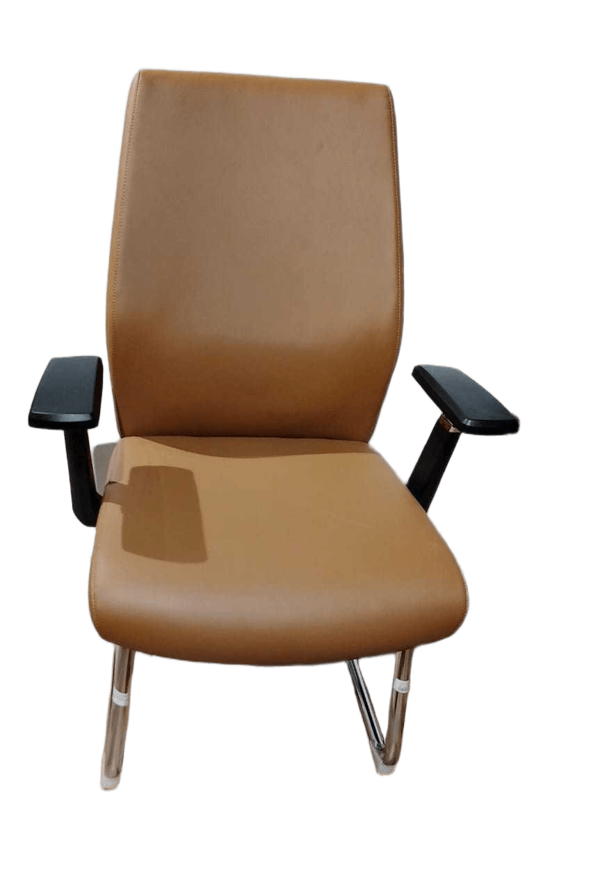 Visitor Chair Back:dk Brown+ Face: Camel 270-41+270-29 Pu Leather, Chrome Base 69x101x65