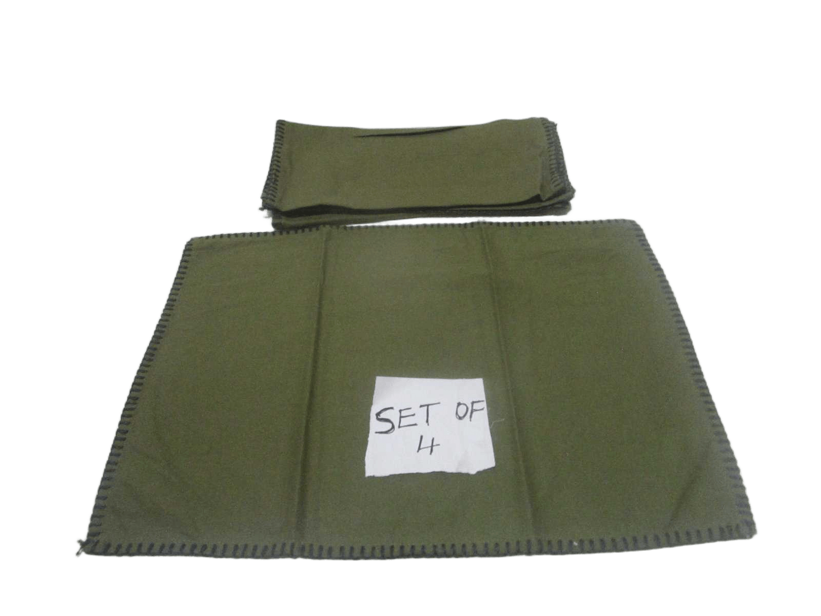 Set Of 4 Place Matt 100% Cotton 160 Gsm With Bordure Blanket Steach 48x33 Gree