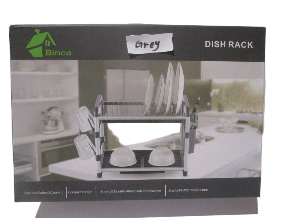 Dish Rack Two Layers Alu+pp Packing Color Box Grey 41.5*26*34cm