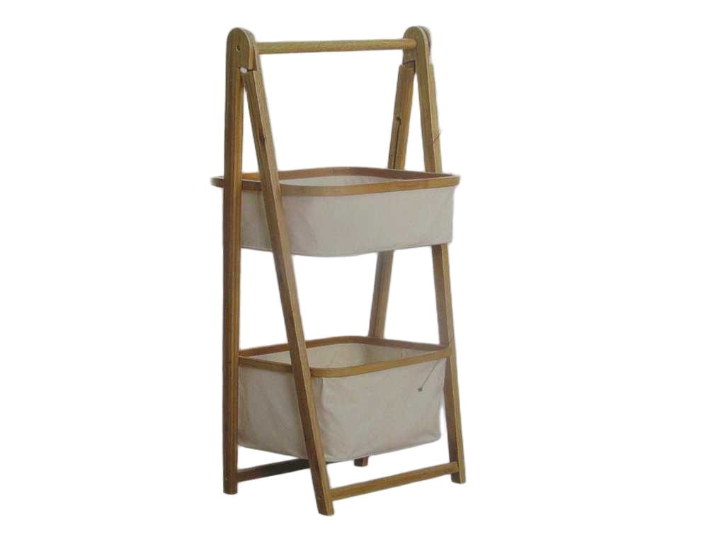 Storage Rack, 2 Layers With Basket Bamboo+fabric Colorbox Moq: 500 44*33*97