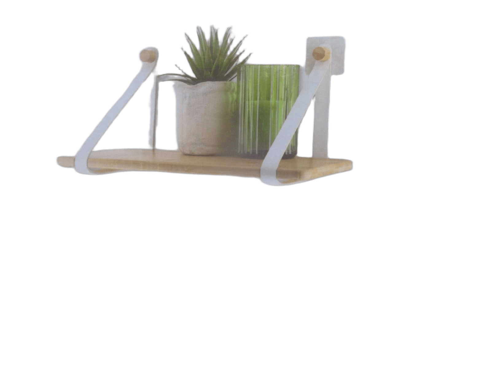 Rack Bambou + Lanieres Simili Cuir Sur Sticker Ou A Fixer - White /Bambou