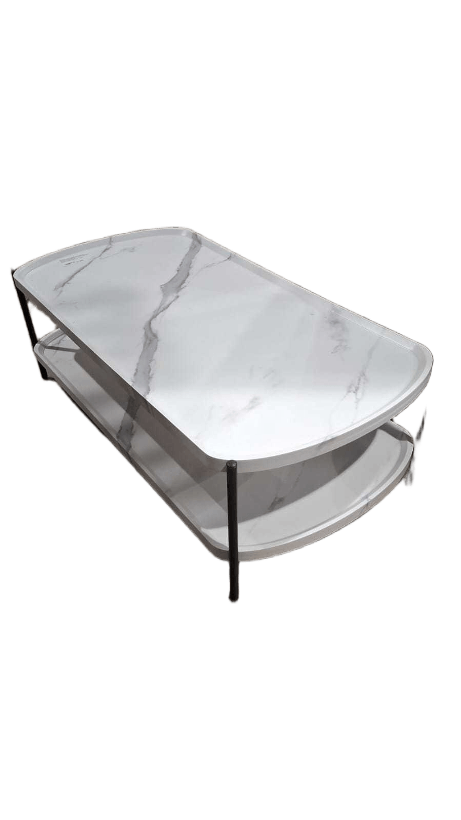 Table 2-Level Mdf+pvc+metal Packing:brown Box White (Marble Effect) 120*60*38