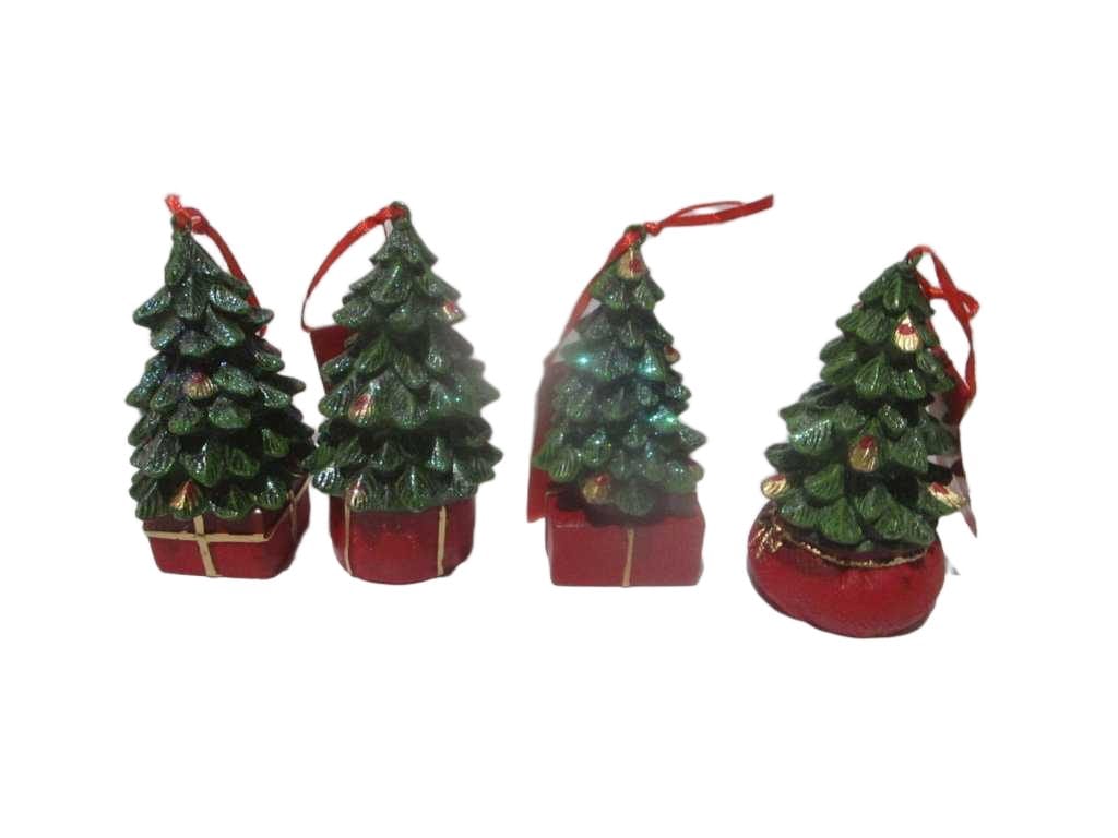 Hang Deco Xmas Tree 6x11cm 4as