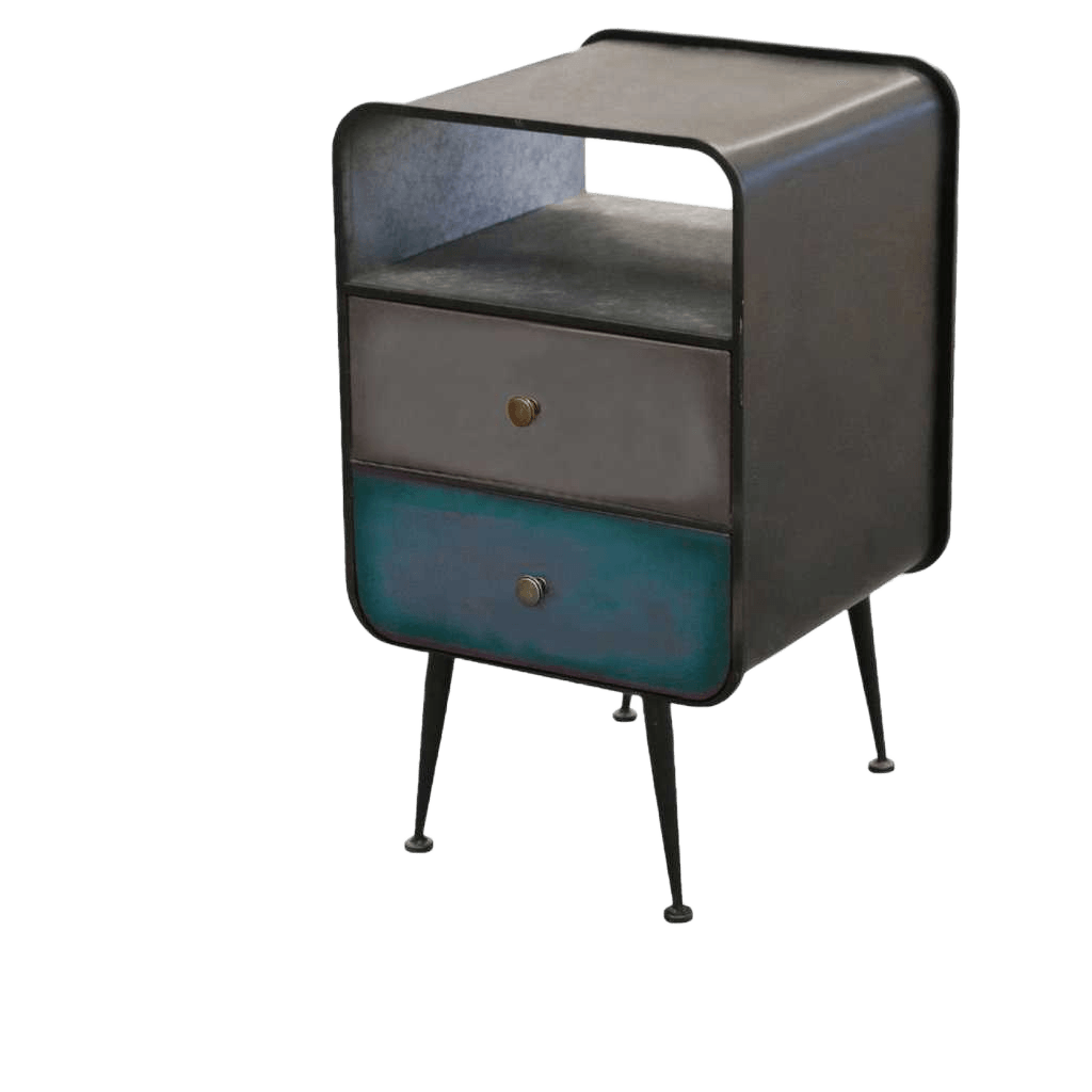 Cabinet Loft Metal Side Blue Duck 2 Drawers Metal 40x40xh69cm