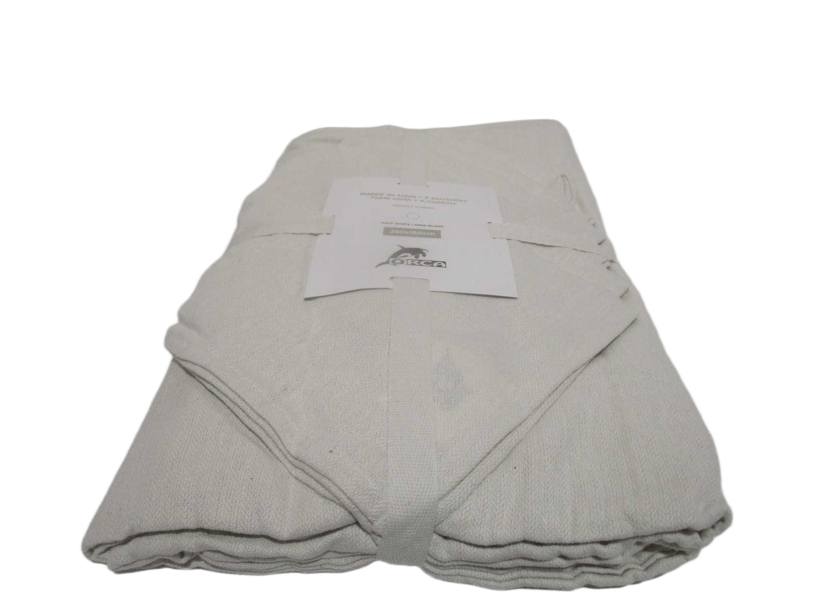 Table Cloth 250x150 + 6 Napkins 185 Gsm 90% Cotton 10% Polymix Herringbone Weave - Packing Ribbon Insert Card + Polibag 1cl=