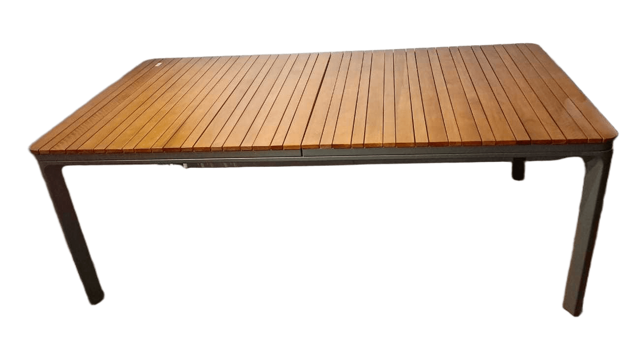 Table Outdoor Extensible Eucalyptus Top And Aluminium Legs Eucalyptus And Legs Grey 200/300x100x75 Cm