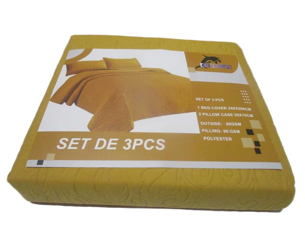 Bed Cover Set Of 3 Pcs 240x260cm 2 Pillow Case 50x70cm Outside:80gsm Filling:90 Gsm Polyester Packing:pvc Bag+colorcard 108 Ocre