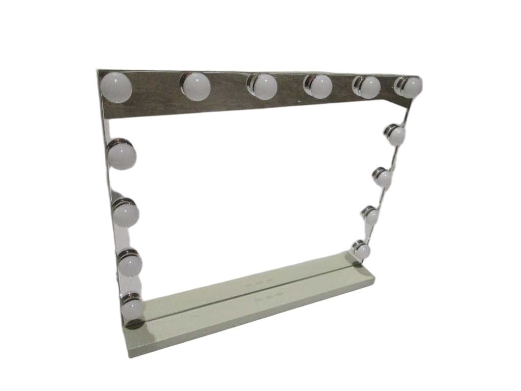 Mirror Hollywood Aluminium Frame And Iron Base Painted 14 Led Light 1 Pcs 1 Carton Box Same As Big Mirror Light Grey Matt Stone Finishing 50x42x12