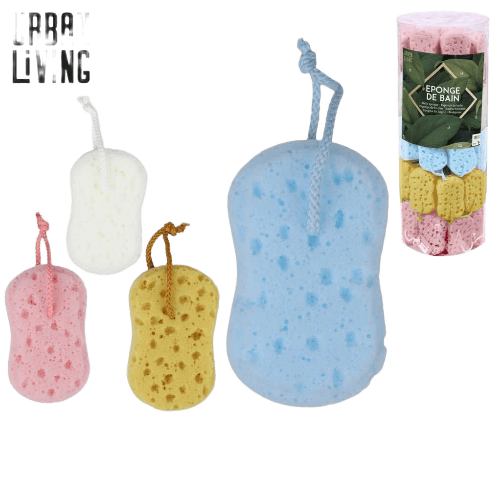 Bath Sponge With Cord 4 Colors Assorted Tubo