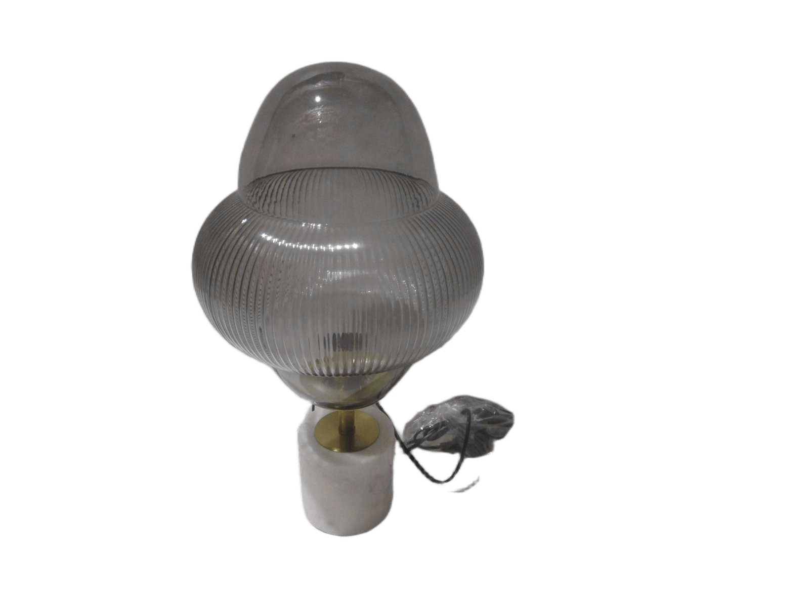 Table Lamp With Bulb St64 Smoky+gold Metal+whitemarble Glass+metal+marble D35*h63