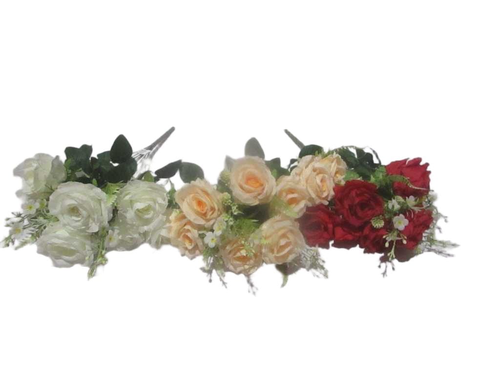 Artificial Rose Bouquet, 8 Heads Fabric '1 Red 4 Beige 5 White '49cm